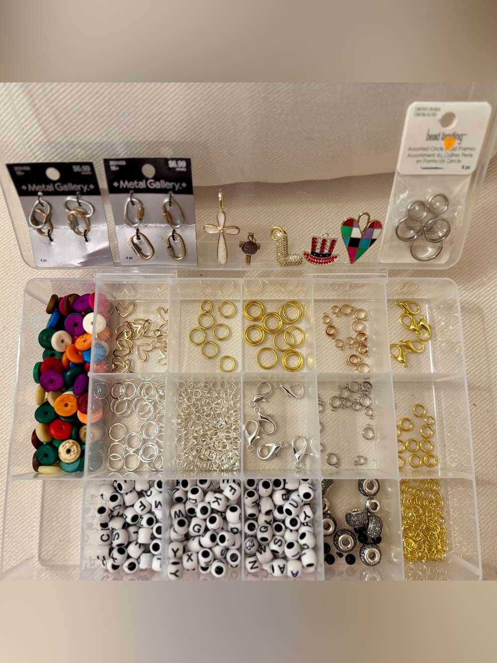 Bead and NEW Charm Assortment - Multicolor Beads & Silver/Gold Hardware
